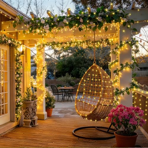 KNONEW 403ft 1000 LED Christmas String Lights Outdoor 8 Modes & Timer Fairy Light Plug in Waterproof LED Wedding Lights for Xmas Yard Tree Party Holiday Decor (Warm White) - color: Warm White, size: 403FT 1000 LED