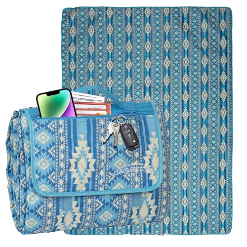 Carstens, Inc. Easy Pack Waterproof Sandproof Picnic Blanket, Lightweight Foldable Outdoor Camping Beach Mat, Large 60"x80", Sundance Blue - color: Sundance Blue