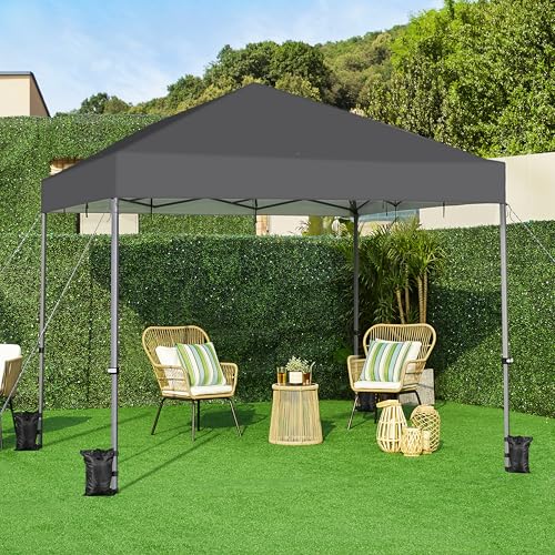 Yaheetech 12x12 Pop Up Canopy Easy Set-up Tent, Portable Outdoor Canopy Instant Tent, Commercial Gazebo with Wheeled Carry Bag & 4 Sandbags for Home, Party & Outdoor Activities, Dark Gray - color: Dark Gray, size: 12x12