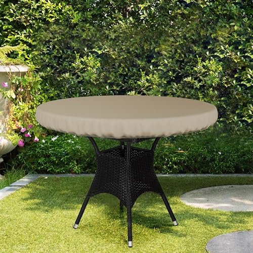 Covers & All Round Table Top Cover, 12 Oz Waterproof UV & Weather Resistant Patio Table Cover, Outdoor Table Cover for Patio Outdoor Furniture & Coffee Table (36" Dia x 4" H Inches, Beige) - color: Beige, size: 36" Dia x 4" H