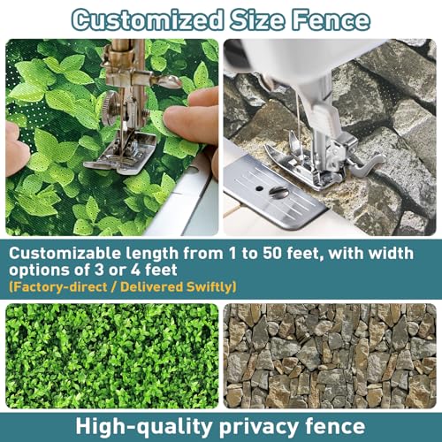 Shade&Beyond Customized 4FT X 25FT Privacy Fence Screen 450 GSM PVC Printed Privacy Fence with Zip Ties for Courtyards, Pools, Balconies-Green Leaves - color: Greenleaf Printing, size: 0 4' x 2 5'