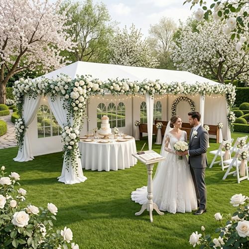 LEMY 10x30 Party Tent Outdoor Wedding Camping Canopy Heavy Duty Gazebo with Removable Sidewalls, Waterproof Shade Shelter for Backyard, Garden, Patio - size: 10' x 30'