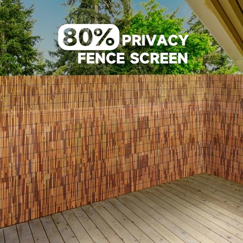 ZNCMRR Reed Fencing Rolls Fencing 4ft High Roll Reed Screen for Balcony Patio Garden Backyard 4FT X 16.4FT Privacy Fence（Brown） - color: 4X16.4 FT Brown, size: 4X16.4 FT