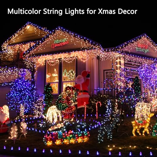 Toodour Solar Christmas Lights Outdoor, 2 Packs Total 144ft 400 LED Solar String Lights with 8 Mode, Outdoor Christmas String Light for Garden, Patio, Fence, Balcony, Xmas Tree Decor - Multicolor - color: Multicolor, size: 144ft