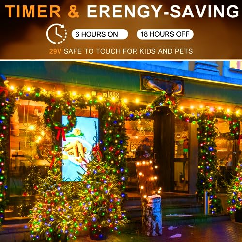 KNONEW 403FT 1000 LED Christmas Lights Outdoor String Lights 8 Modes & Timer Fairy Light Plug in Waterproof LED String Lights for Xmas Yard Tree Wedding Party Holiday Decorations (Multicolor) - color: Multicolor, size: 403FT 1000 LED Dark Green Wire