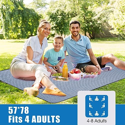 G GOOD GAIN Picnic Outdoor Blankets Waterproof Large - Beach Mat Sand Free Foldable with Carry Strap | Portable Camping Blanket | Park Blanket for Grass Park, Hiking, Travel, Concerts, Indoor (Blue) - color: Blue