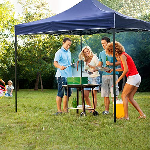 FDW Canopy Tent, Commercial Instant 10x10 Heavy Duty Canopy, 300D Waterproof Adjustable Canopy with Wheeled Carry Bag, 4 Sandbags and 4 Stakes - color: Blue