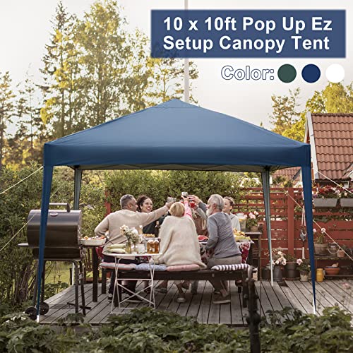 Outvita 10x10ft Ez Pop Up Outdoor Canopy Tent, Portable Commercial Instant Tent with Carry Bag for Party Wedding Birthday BBQ Events - style: 10x10-blue