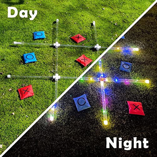Outdoor Games Giant Tic Tac Toe Games, Yard Lawn Games with Light Glow in Dark for Family Adults and Kids