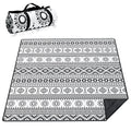 Supfitness Extra Large Picnic Blankets Waterproof Foldable (80 "x 80") Beach Blanket Waterproof Sandproof,3-Layer Thicking Mat Outdoor Packable Camping Blanket(Bohemian) - color: Black and White, size: 6'8" x 6'8" (Square)