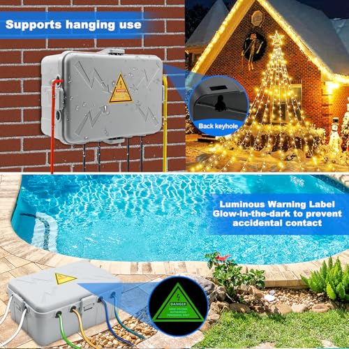Hrensaw Large Outdoor Electrical Box(12.5x8.5x5inch),IP54 Waterproof Outdoor Outlet Covers,Weatherproof Extension Cord Covers Protect Outlet,Plug,Timer,Power Strip,Holiday Light,Grey - color: Grey, size: Large