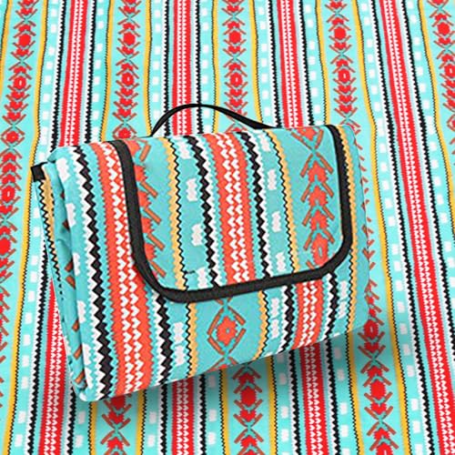 Hi Space Picnic Outdoor Blankets Waterproof Foldable Picnic Mat Sandproof Extra Large Beach Blankets for Grass Lawn Park Camping Family Concert, Vintage Blue Argyle, 80"x60" - color: Blue-vintage Argyle