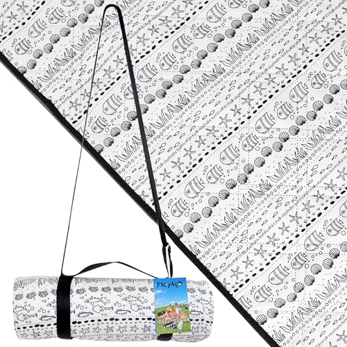 Outdoor Picnic Blanket White Fish 60"x80" Sandproof Beach Blanket Waterproof Picnic Blankets Foldable for Caming, Beach, Outdoor Activities. - color: White Fish, size: 60"x80"