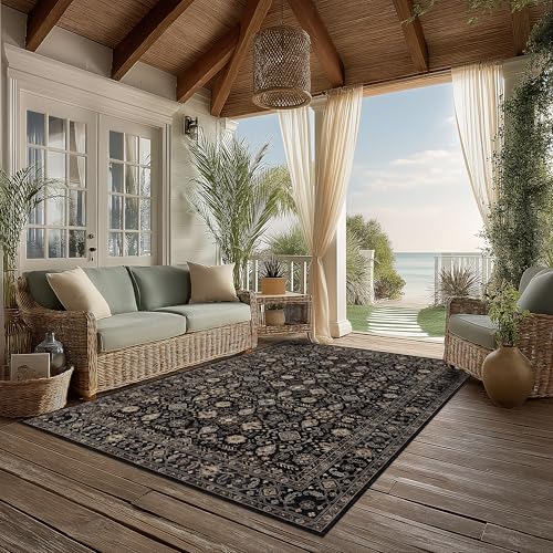 Ruaruarug Area Rug Non Slip Machine Washable Ultra Soft Living Room/Bedroom/Kitchen/Outdoor/Classroom Black Gold, 5'×7' - color: Black Gold, size: 5' x 7' (Rectangular)