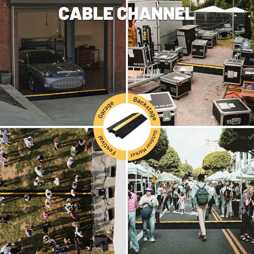 Yescom Cable Ramp Protector 1 Channel Garden Hose Protecitive 44000 Lbs Load Capacity Heavy Duty, 39.37"x22.83"x4.72" Speed Bump for Road, Driveway, Walkway and Commercial Use - size: 3.9"h - 1 Channel