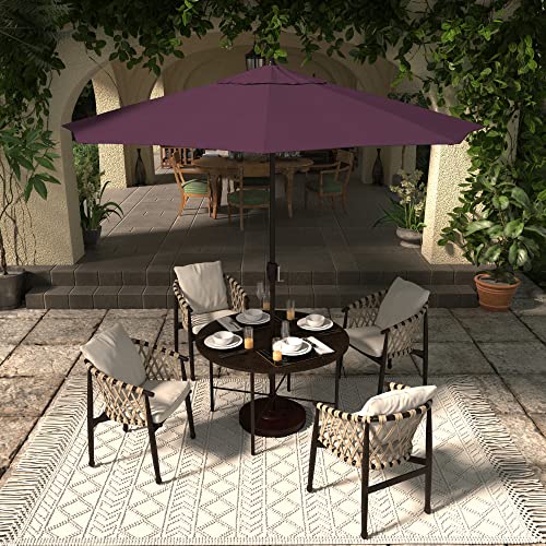 California Umbrella 9' Rd Sunbrella Aluminum Patio Umbrella, Crank Lift, Auto Tilt, Bronze Pole, Iris Fabric - color: Iris