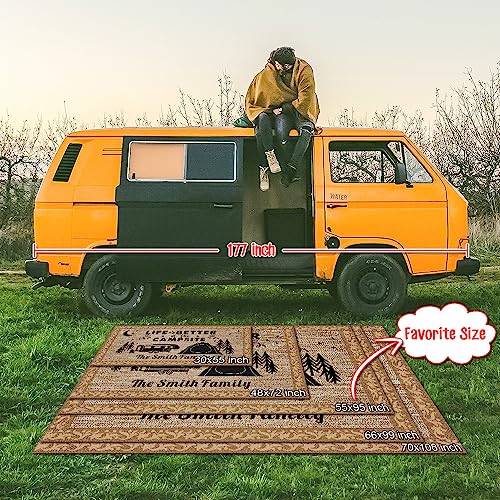 Custom Camping Rug Always at Home Wherever We Roam RV Trailer Campsite Decor Floor Mat for Outdoors, Patio, Backyard, Picnic, Beach, Camping, 66 x 99 Inch - color: Always at Home Wherever We Roam, size: 5'6" x 8'3" (Rectangular)
