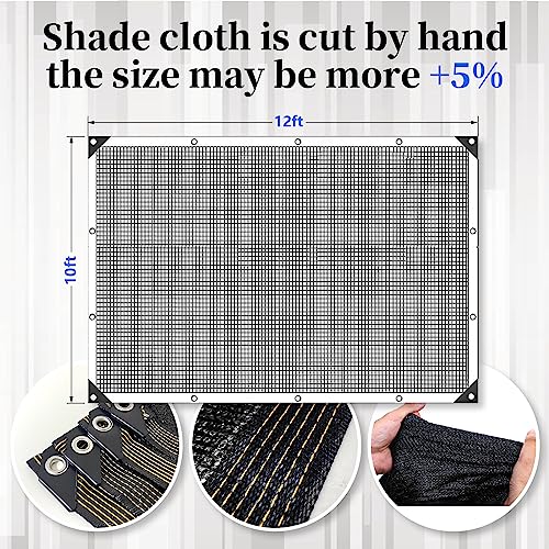 70% Black Shade Cloth for Garden, 10x12FT Resistant Garden Sun Shade Net, Durable Mesh Shade Tarp with Reinforced Grommets for Greenhouse, Plant, Chicken Coop, Pergola,Canopy (10ft*12ft) - color: 10ftx12ft