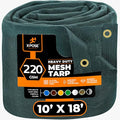 Xpose Safety Heavy Duty Green Mesh Tarp 10' x 18' – 70% Sunblock Shade Cloth with Grommets for Garden, Fence, Privacy Screen, Canopies, Dump Trucks, Pool Cover – Tear & Weather Resistant - color: Green, size: 10' x 18'