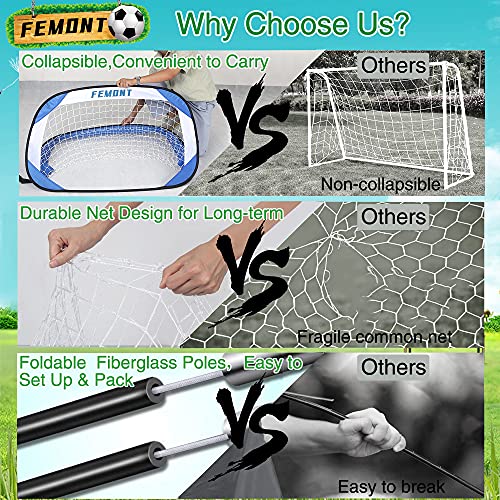 Soccer Goals Set for Backyard, 4x2.5FT Portable Pop Up Soccer Nets with Carrying Bag for Indoor Outdoor Games Practice Training Great for Kids and Adults
