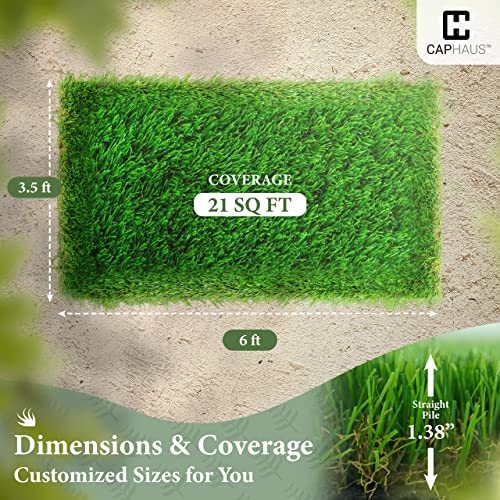 CAPHAUS 42 X 72 Inches Artificial Turf Grass Indoor/Outdoor, Faux Grass Decor, Grass Pad Mat for Pet Dogs, Potty Training with Drainage, Realistic Fake Grass Rugs for Garden, Lawn, Patio, Balcony - size: 21 SQ.FT