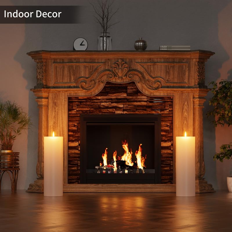 BUTHY 12" x 4" Large Outdoor Candle with Timer Waterproof Flickering LED Flameless Candle Battery Operated with Remote Fake Pillar Candle Realistic for Patio Porch Lantern, White 1 Pack - color: White, size: 12in-1Pack