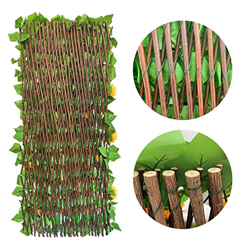 Sumery Expandable Fence Privacy Screen for Balcony Patio Outdoor,Decorative Faux Ivy Fencing Panel,Artificial Hedges (Single Sided Leaves) (1, Sunflowers) - color: Sunflowers