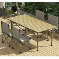 RUANLOV Folding Dining Table Set, Picnic Table Portable with Carry Bag, Folding Camping Table, Roll up Aluminum Table for Outdoor Beach Tailgating (B 120cm with 4 Chairs) - color: B