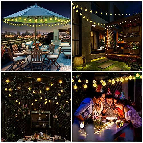 POOCCI Solar Umbrella Lights Crystal String Lights Solar Powered Waterproof 60 LED Patio Umbrella Lights 8 Lighting Modes Fairy Lights Outdoor for Garden Yard Beach Party Wedding Decor(Warm-White)