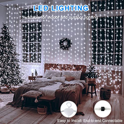 ZAIYW Dual Color Curtain Lights 20ftx10ft 600 LED Christmas Curtain Lights with Remote Plug, Connectable Lights Curtain for Bedroom Patio Wedding Xmas Decor (Cool White & Multicolor) - color: Cool White & Multicolor, size: 20Ft x 10Ft