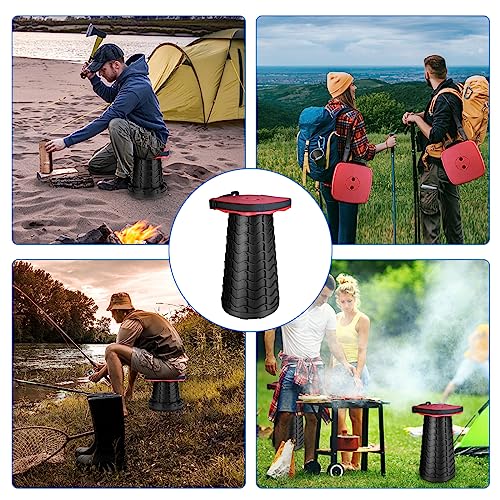 Upgraded Square Folding Stool, Max Load Capacity 485lbs, Portable Collapsible Seat, Telescoping Foldable Stool for Camping,Fishing,Hiking,Travel, Red - color: Red