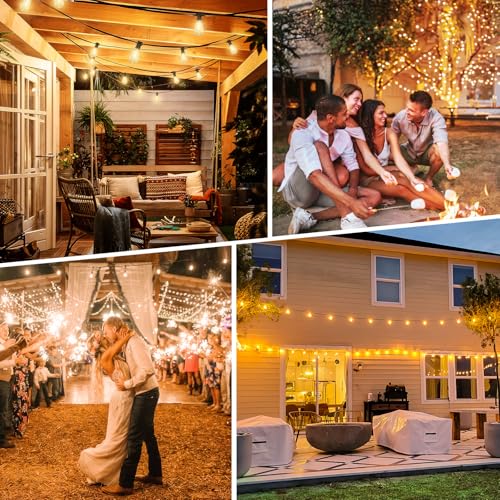 Bosceos Solar Outdoor String Lights Waterproof, 200FT Solar Powered String Lights for Outside with Shatterproof Bulbs, Dimmable ST38 LED Lights String, Patio Hanging Lights for Backyard Garden Party - size: 200FT(100FT*2)