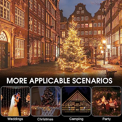 Vimorg Solar String Lights Outdoor, 2 Pack 170FT 480 LED Waterproof Solar Christmas Lights with 8 Lighting Modes for Tree Xmas Decorations - color: 240Warm White