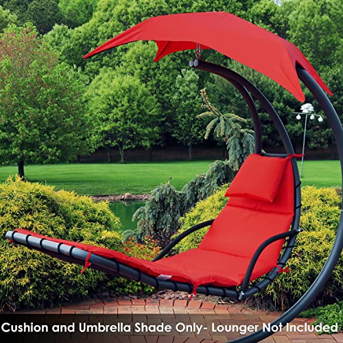 Sunnydaze Outdoor Hanging Lounge Chair Replacement Cushion and Floating Umbrella Fabric Only - Curved Swing Chair Cushion Replacement - Red - color: Red
