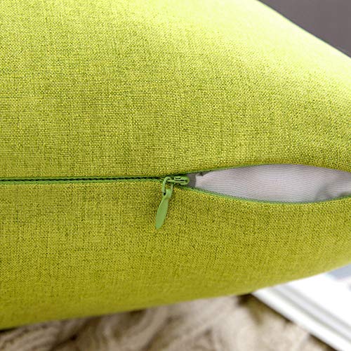 MIULEE Pack of 2 Decorative Outdoor Solid Waterproof Throw Pillow Covers Spring Faux Linen Garden Farmhouse Cushion Cases for Summer Patio Tent Balcony Couch Sofa 16x16 Inch Green - color: Green, size: 16" x 16" (Pack of 2)