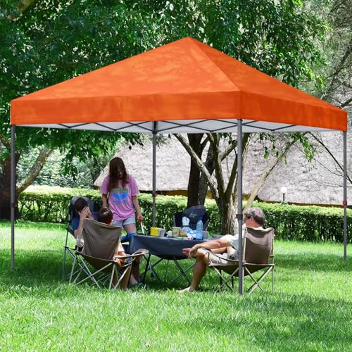 COOSHADE Durable Easy Pop Up Canopy Tent 10x10Ft, Orange - color: Orange, size: 10x10Ft
