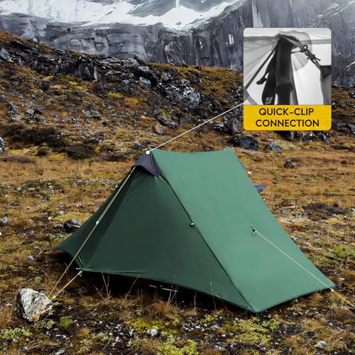 LANSHAN Ultralight Tent 3-Season Backpacking Tent for 1-Person or 2-Person Camping, Trekking, Kayaking, Climbing, Hiking - color: 2-person, dark green
