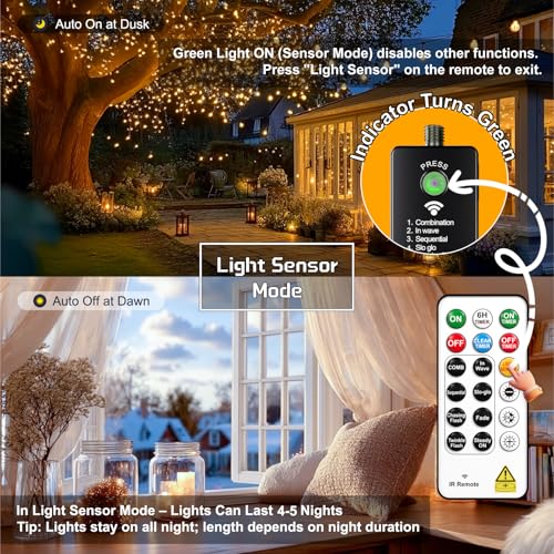 HXWEIYE Rechargeable Fairy Lights with Remote, 66ft 200 LED Twinkle Lights with DIY Timer & Light Sensor, Waterproof Outdoor String Lights for Bedroom Patio Christmas Tree Decor, Warm White - color: Warm White, size: 200 Leds