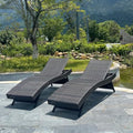 Set of Foldable Long Reclining Patio Seating Chairs, 2 Folding Chairs Patio Chaise Lounge, Outdoor Wicker Lounge Chaise, Rattan Chaise Lounge Lawn Sunbathing Recliner Beach Pool Backrest Recliners - color: 2 Foldable Chairs
