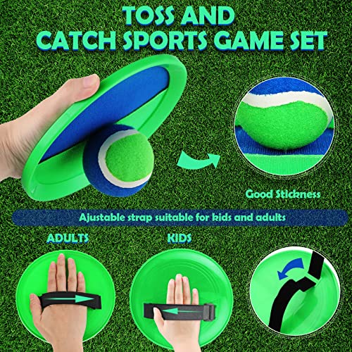 Charniol Kids Toys Toss and Catch Game Set Beach Game Outdoor Ball Sports Games Toss and Catch Ball Nylon Toys for Kids Adults(Blue Green,12 Paddles 6 Balls) - color: Blue Green
