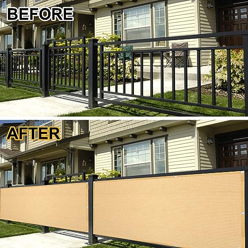 Eden's Decor Balcony Privacy Screen Beige 2'6"x 6' Cover Mesh Windscreen Weather-Resistant UV Protection for Backyard Deck, Patio, Balcony, Pool, Porch, Fence, Railing, Gardening - color: Beige, size: 2'6"x 6'