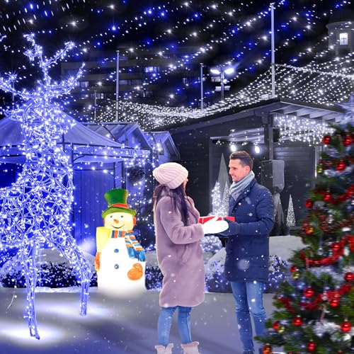 KNONEW 403FT 1000 LED Christmas Lights Outdoor String Light with 8 Modes and Timer Memory Waterproof Fairy Lights Decorations for Xmas Tree Yard Wedding Backdrop Decor(Blue and White) - color: White and Blue, size: 403FT 1000 LED