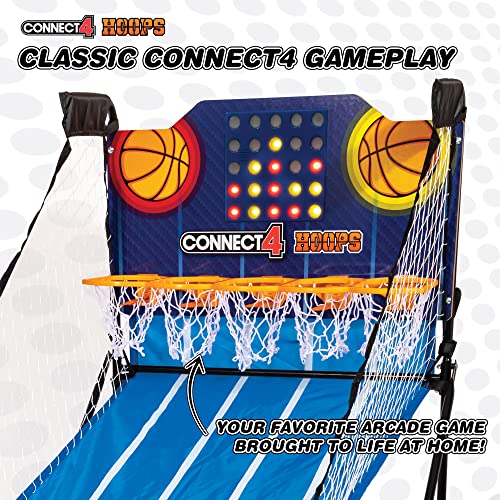 EastPoint Connect4 Hoops Arcade Basketball Game - Blue, Medium - LED Scoring for Kids Games - Foldable Indoor Design for Family Fun - Four-in-a-Row Challenge