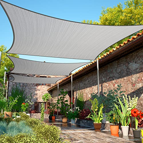 ShadeMart 8' x 10' Grey Sun Shade Sail Rectangle Canopy Fabric Cloth Screen SMSL, Water and Air Permeable & UV Resistant, Heavy Duty, Carport Patio Outdoor - (We Customize Size) - color: Gray, size: 0 8' x 1 0'