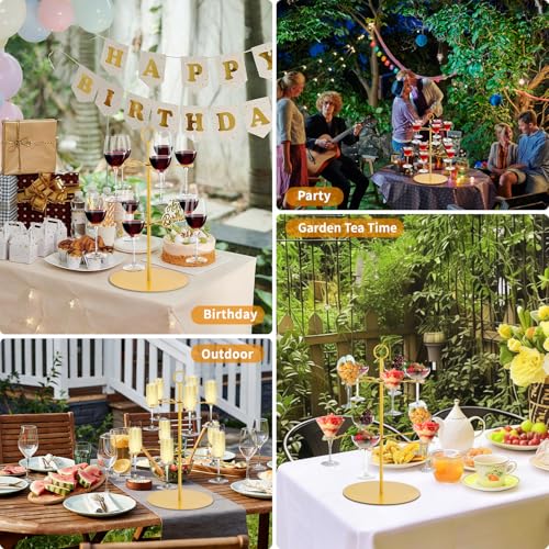 QPIX DIGITAL Champagne Tower,Metal Cocktail Tree Stand 2 Tier - 10 Holders For Champagne, Cocktails, Martini, Margarita Cups at Weddings,Bridal Parties & Events,Cocktail Glass Gold Holder - color: Gold, size: 17"x 13"-10 Holders