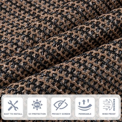 Cool Area Sun Shade Cloth with Grommets 3/4/6/8/10/12/16/20 FT Shade Panel Shade Tarp Screen Fabic for Outdoor Patio Pergola Cover Deck Garden, 8x10 FT, Brown - color: Brown, size: 0 8'X1 0'