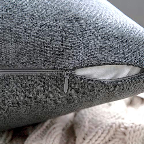 MIULEE Pack of 2 Decorative Outdoor Solid Waterproof Throw Pillow Covers Faux Linen Garden Farmhouse Cushion Cases for Patio Tent Balcony Couch Sofa 16x16 Inch Dark Grey - color: Dark Grey, size: 16" x 16" (Pack of 2)