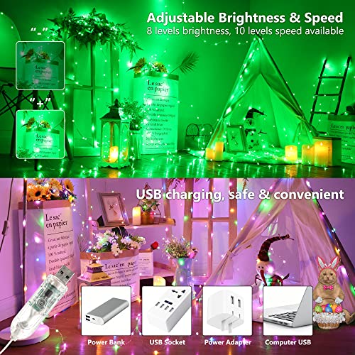 BrizLabs Fairy String Lights, 33ft 100 LED Red White Blue Fairy Lights with Remote Timer, USB July 4th Starry Light Music Sync RGB Color Changing Twinkle Light for Xmas Halloween Easter Party Wedding - color: 100 LED USB