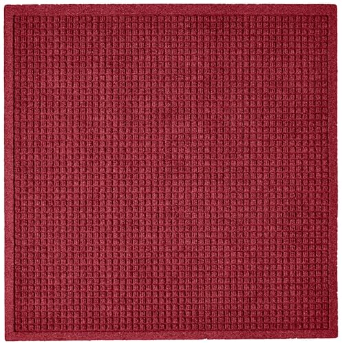 Hudson Exchange (35"x35", Red/Black) Fashion Scraper Entry Square Floor Mat - color: Red / Black