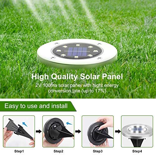 ZGWJ 8 Pack Solar Ground Lights,8 LED Upgraded Outdoor Garden Lights Landscape Lighting for Lawn Pathway Yard Deck Patio Walkway White - color: White Light, size: 8 Pack